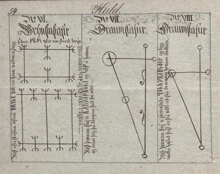 Bilder für Brýnslustafir und Draumstafur aus dem Huld Manuskript