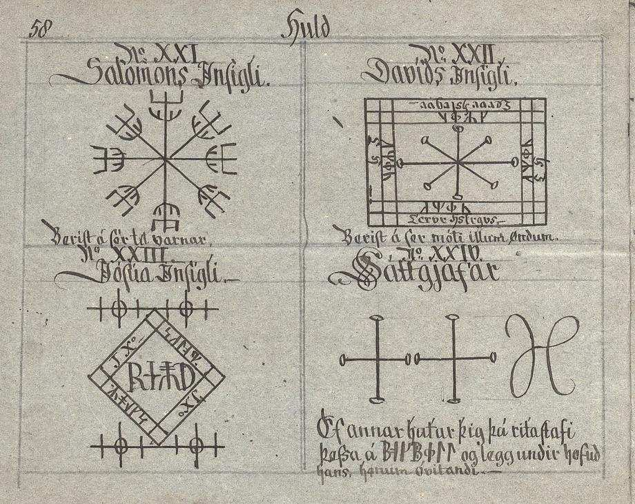 Bilder für Salómons Insigli, Davíðs Insigli, Jósúa Insigli, Sáttgjafar aus dem Huld Manuskript